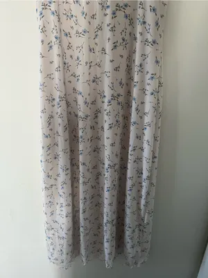 White Blue Ditsy Floral Cottagecore Babydoll Lace Midi Dress XL Romantic Dainty thumbnail 3