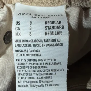 American Eagle Low Rise Baggy Wide Leg Khaki Tan Front Seam Pants Size 8 Regular thumbnail 5
