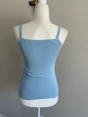Sequined Light Blue Spaghetti Strap Tank Top Size M thumbnail 5