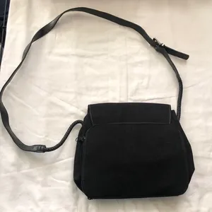 Black grunge goth crossbody messenger bag silver tone adjustable buckle strap Measurement in pics thumbnail 4