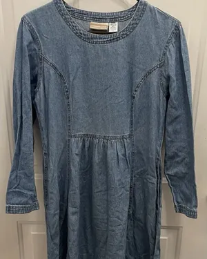 Coldwater Creek Chambray Denim‎ Maxi Dress Size S Y2K Western Modest Prairie thumbnail 1
