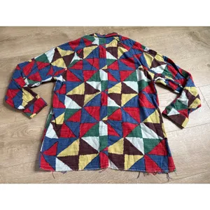 NWT Womens Buckle Exclusive Geo Patchwork Boyfriend Shirt GILDED‎ INTENT size M thumbnail 3