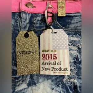 Vibrant m.i.u. Shorts. Pink waistband stretch. Size L thumbnail 5