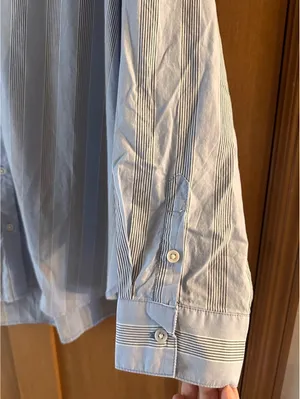 NWT Aerie Oversized Button Down Shirt Cotton Blue Striped Women’s Large thumbnail 3