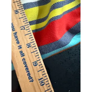 Kate Spade New York Striped Canvas‎ Satchel Bag Blue Yellow Red Tan Leather Trim thumbnail 9