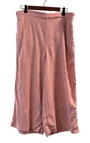 Banana Republic Women’s Pink Wide Leg Cropped Linen Blend Pants Size L thumbnail 1
