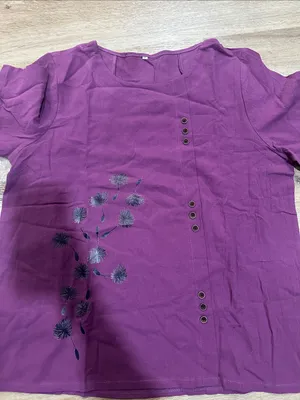 Women's Purple Short-Sleeve floral blouse thumbnail 2