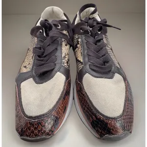 Womens Fashion Sneakers Snake Print Leather‎ Suede Chunky Sole Comfort Shoes 38 thumbnail 4
