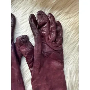 Vintage Leather Gloves in Burgundy thumbnail 2