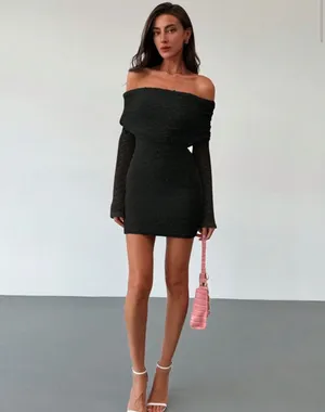 Black strapless long sleeve dress Size 4 thumbnail 2