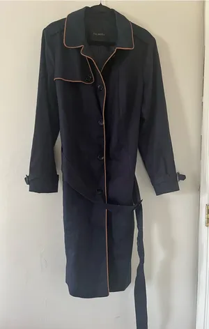 Talbots Navy Trench Coat XL Quiet Luxury Old Money Business Casual Minimalist thumbnail 1