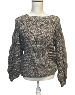 Gap Womens Chunk Knit Sweater Size S Gray Pullover Long Sleeve Angora‎ Fisherman thumbnail 1