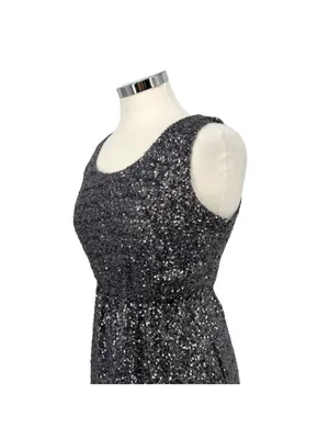 The Vintage Shop Cutout Silver Sequin Sleeveless Party Mini Dress Size Large thumbnail 3
