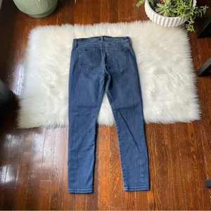 LOFT modern skinny jeans dark wash button hem thumbnail 8