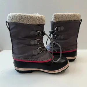 Sorel Waterproof Winter‎ Snow Boots Faux Fur Trim Lace Up Gray Pink Women Size 5 thumbnail 11