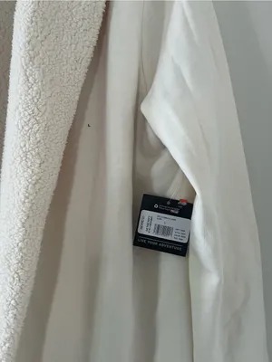 NWT Eddie Bauer Cream White Sherpa Open Front Cardigan Jacket Large Cozy Lounge thumbnail 4