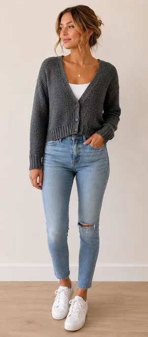 American Eagle Outfitters Charcoal Cardigan thumbnail 1