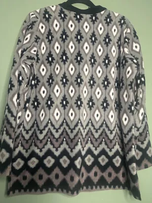 Bob Mackie Wearable Art M Aztec Geometric Tunic Top Quarter Zip Boho Statement thumbnail 6
