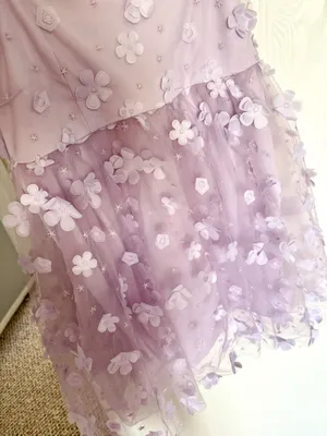 Altar'd State Aurora Purple 3D Floral Babydoll Mini Dress Embellished Lavender thumbnail 3