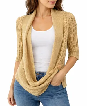 Anthropologie Moth Open Knit‎ Cardigan Draped Button Detail Size S thumbnail 1