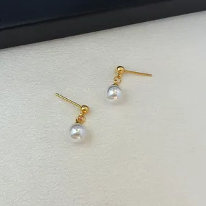 8mm White Pearl Dangle Drop Earrings for Women thumbnail 3