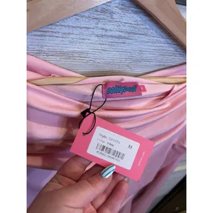 Edikted Pink Ruched Long Sleeve Mini Dress Boat Neck Bodycon Size M NWT thumbnail 6