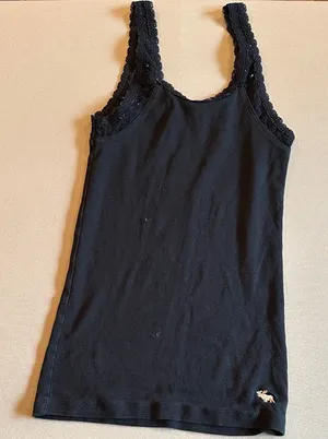 Abercrombie & Fitch Black Tank Top with Lace Straps thumbnail 1