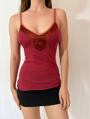 Vintage Abercrombie Red Embellished Elena Gilbert Tank Top thumbnail 2