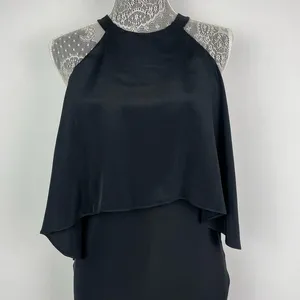 Kobi Halperin Black 100% Silk Open Shoulder Cape‎ Halter Dress Size 6 thumbnail 3