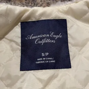 American Eagle Jacket Sherpa Faux Leather Teddy Streetwear Moto Cozy Y2K Small thumbnail 3