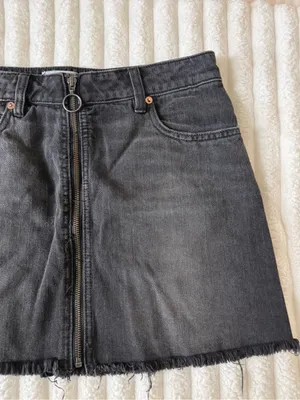We the Free | FREE PEOPLE Black Denim Zip-Front Mini Skirt thumbnail 5