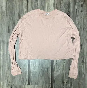 Women's Long Sleeve Cropped Tee - Light Pink thumbnail 1
