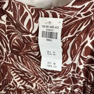 NWT Abercrombie Trapeze Tropical Print Tiered Midi Dress Brown White Small thumbnail 9