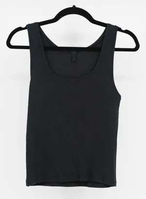 Skims Women's Cotton Stretch Ribbed Knit Scoop Neck Sleeveless Tank Top Black XL thumbnail 1