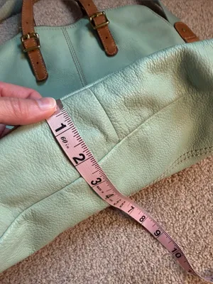 Fossil Leather Fold Over Tote Mint Green Crossbody Bag thumbnail 10