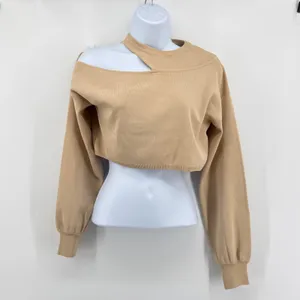 Michael Costello x REVOLVE Beige Tan Cut Out Oversized Cropped Sweater XS Top thumbnail 3