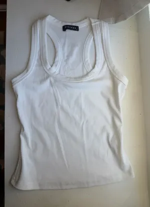 White Ribbed Racerback Tank Top thumbnail 1