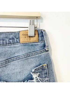 Abercrombie Distressed High Rise Jean Shorts 30 Y2K Grunge Festival Rodeo‎ Boho thumbnail 6