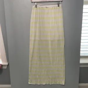 Victoria's Secret Women Maxi Skirt Yellow White Striped Drawstring Size XS thumbnail 2