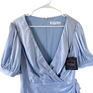 Ieena for Mac Duggal NEW Wrap Front Satin Cocktail Dress thumbnail 4