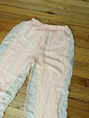 Silk Wide Peach Lounge Pants high-waist sheer chiffon harem gelato color elastic waist sz M thumbnail 7