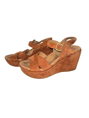 Kork-Ease K3780 Suede Cork Platform Wedge Sandals Cognac Brown Women’s 6M thumbnail 3
