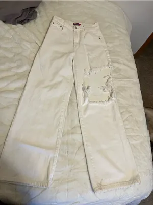 Edikted White Wide Leg Flare Jeans thumbnail 1