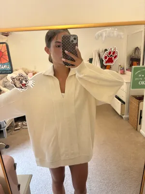 Aerie Cream V-Neck Pullover thumbnail 3