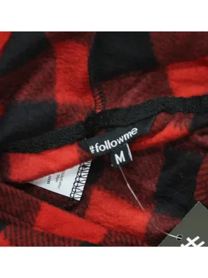 NWT #followme Onepiece Pajama with Zip and Pockets Buffalo Plaid Red Black M thumbnail 4