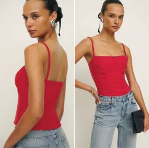 Reformation Emery Linen Top Red Size 2 thumbnail 3