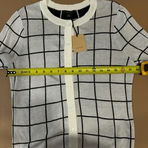 NWT Halogen Contemporary Plaid Checkered Stretch Button Down Cardigan Sweater Md thumbnail 11