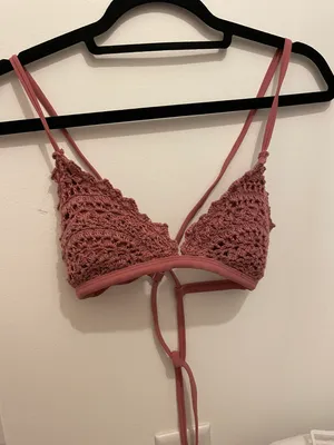 Pink Crochet Bikini Top thumbnail 1