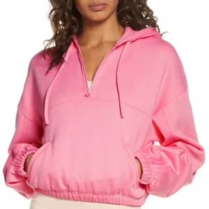 ALO Stadium Half Zip Hoodie in Macaron Pink thumbnail 1