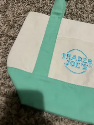 TRADER JOES Mini Canvas Tote Bag Spring 2025 Pastel Green thumbnail 7